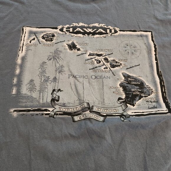 Hawaii T-Shirt Blue Hawaiian Islands Print Colorwash Tees Mens Size XL EUC - Picture 2 of 9